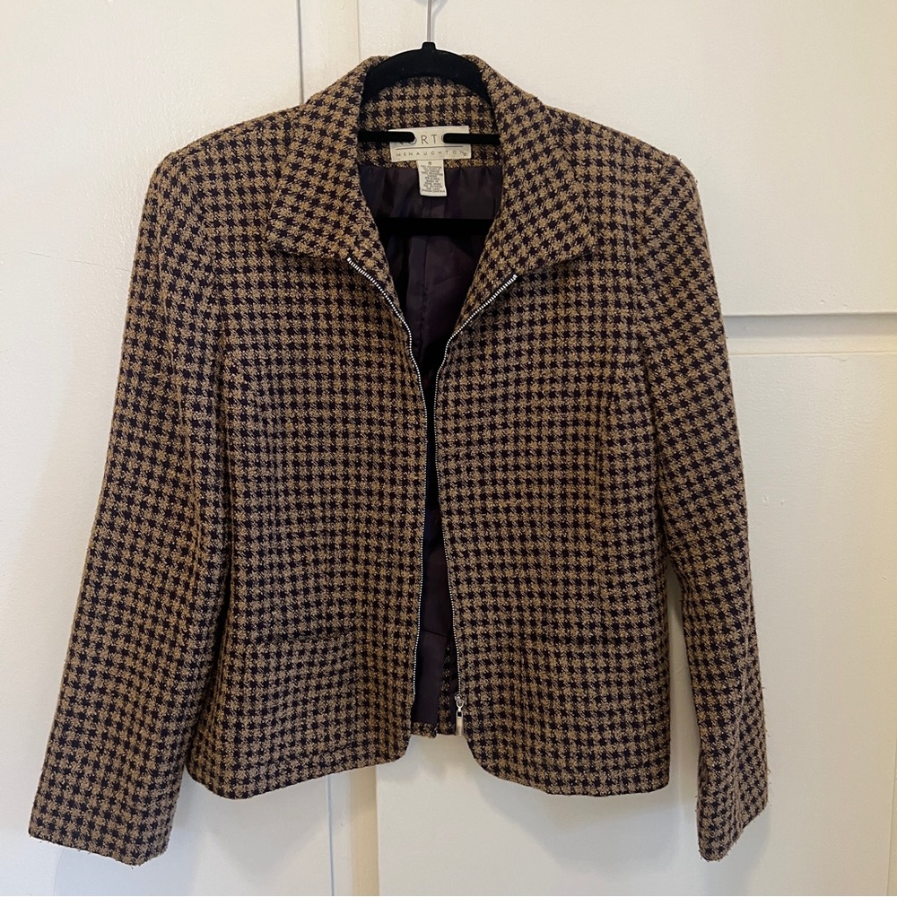“clueless” style houndstooth jacket with zipper